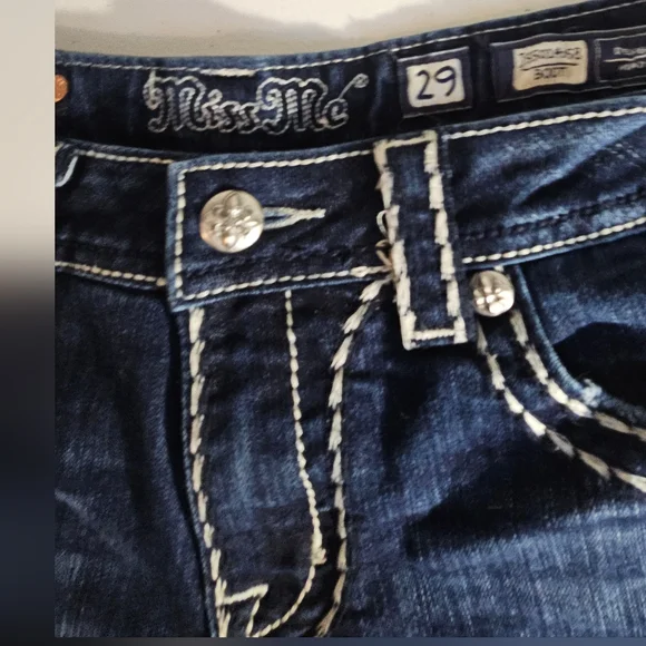 Miss Me Dark Blue Jeans Denim Cut Off's - Picture 1 of 11